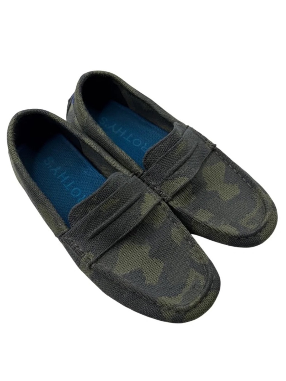 Rothy's Men's Driving Loafers Camo Knit Slip On Shoes Green Size 7.5